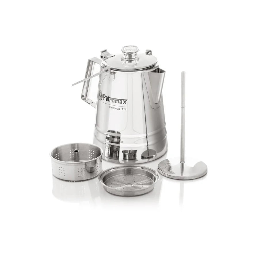 Stainless steel percolator for outdoor cooking (# PER-14-LE