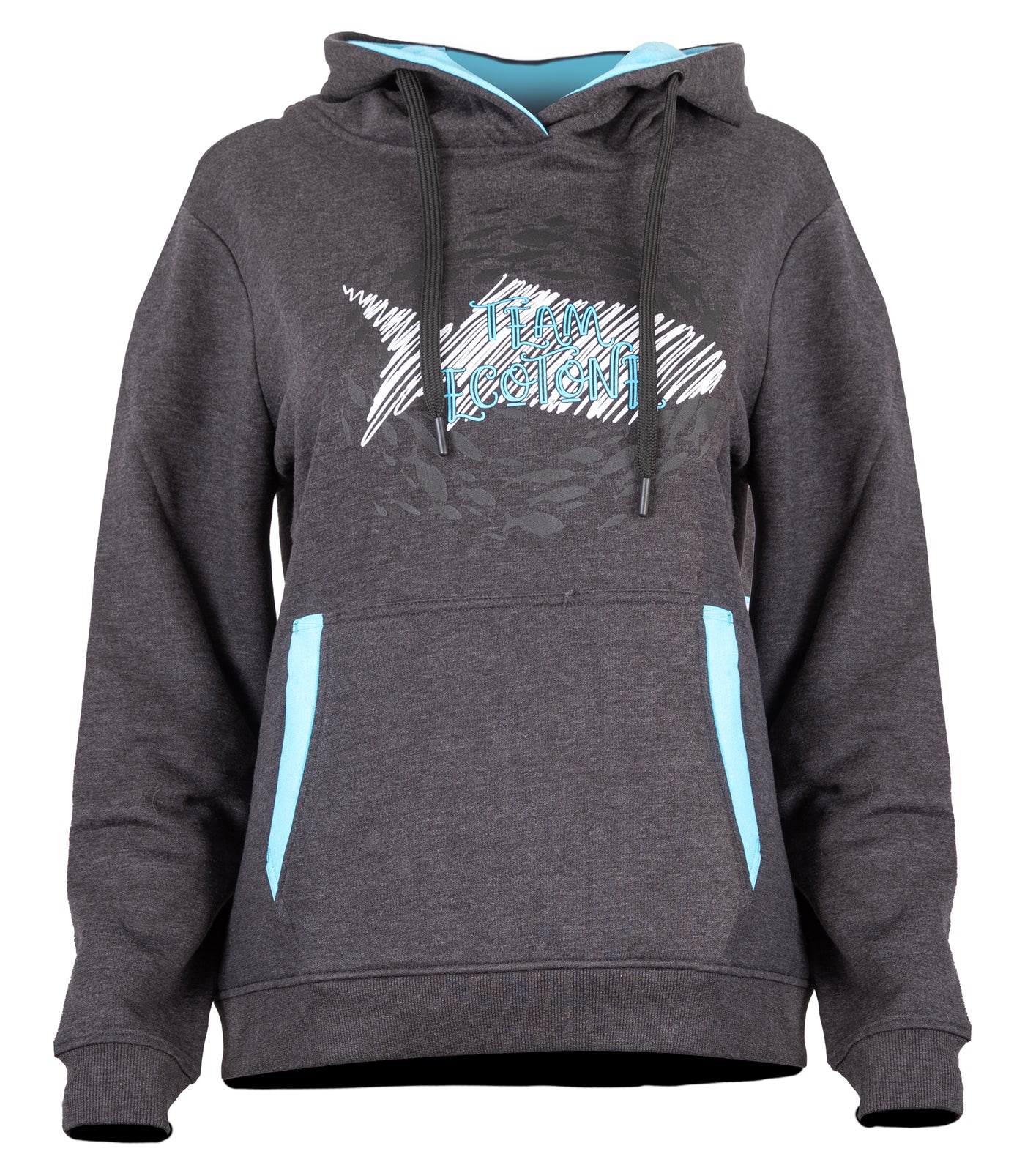 Women's hooded sweater with "Ecotone fish" logo by ECOTONE