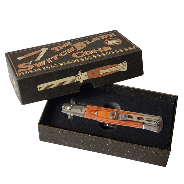 Peigne pliant automatique "Switchblade" cran d'arrêt bois de rose - Lucky Jack