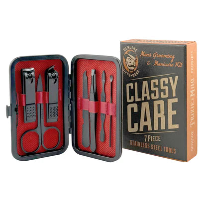 Trousse de manucure "Classy Care" 7 pièces étui en cuir - Lucky Jack