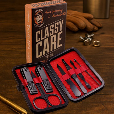 Trousse de manucure "Classy Care" 7 pièces étui en cuir - Lucky Jack