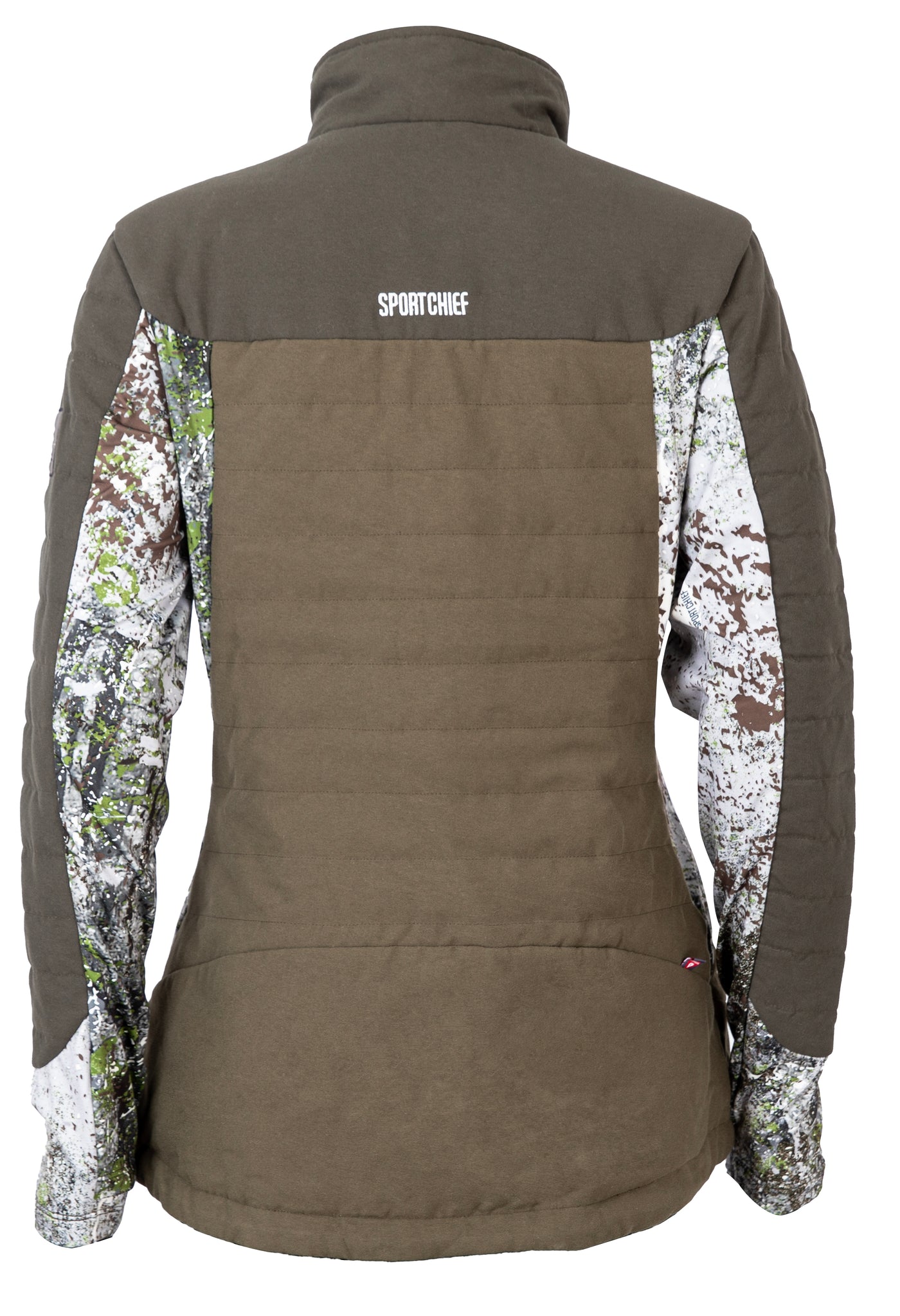 Manteau de chasse Kate collection Filles de bois par Sportchief, vue côté , couleur vert forêt avec camo