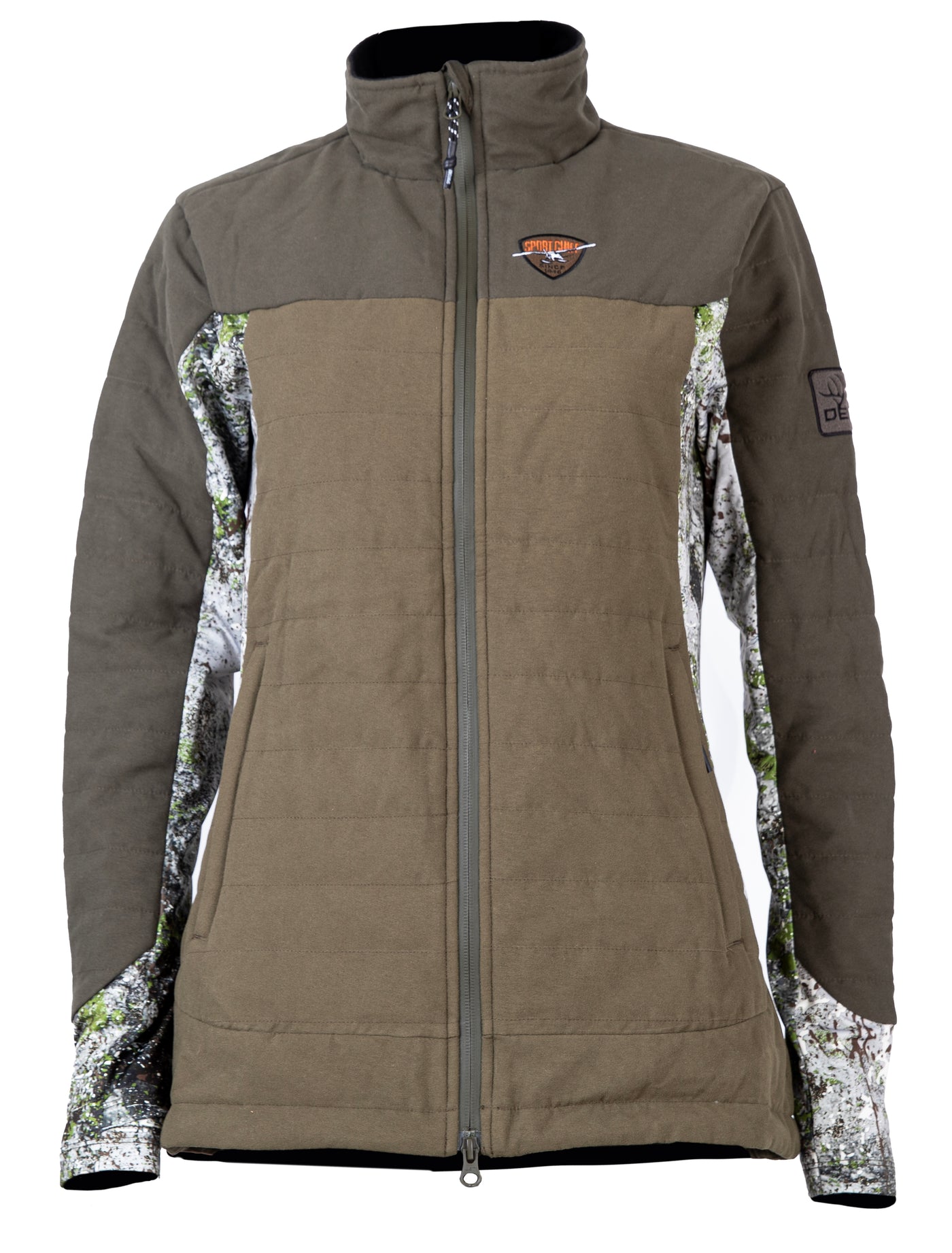 Manteau de chasse Kate collection Filles de bois par Sportchief, vue avant, couleur vert forêt avec camo