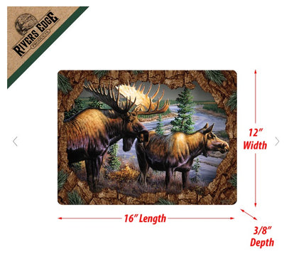 Tempered glass cutting board 16'' x 12'' moose pattern