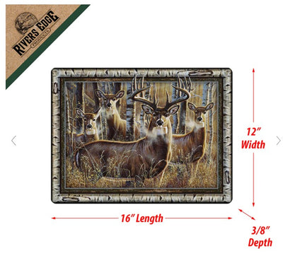 Tempered glass cutting board 16'' x 12'' deer pattern