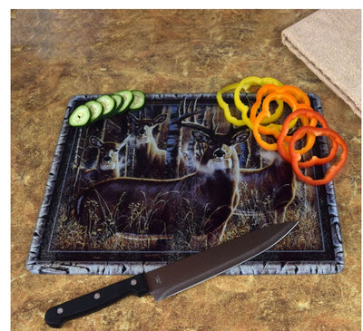 Tempered glass cutting board 16'' x 12'' deer pattern