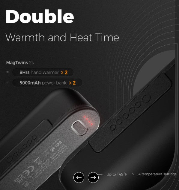 Chauffe-mains rechargeable UT2s (2x5000mAh) magnétique - Ocoopa