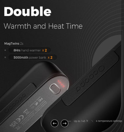 Chauffe-mains rechargeable UT2s (2x5000mAh) magnétique - Ocoopa