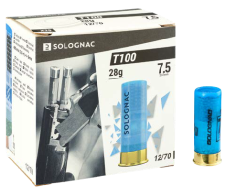 Ammunition cartridges "T100 no 7.5" cal.12/70mm - Solognac