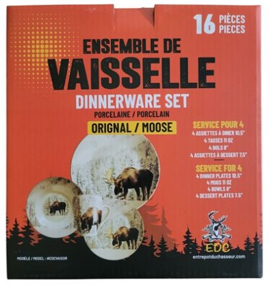 16-piece dinnerware set Moose in winter landscape - Hunter's warehouse