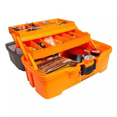 Orange rigid fishing box 2 trays from Plano