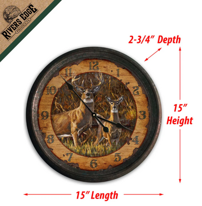 Horloge 15'' motif chevreuil  - Rivers Edge