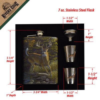 Deer pattern flask and glasses - Rivers Edge