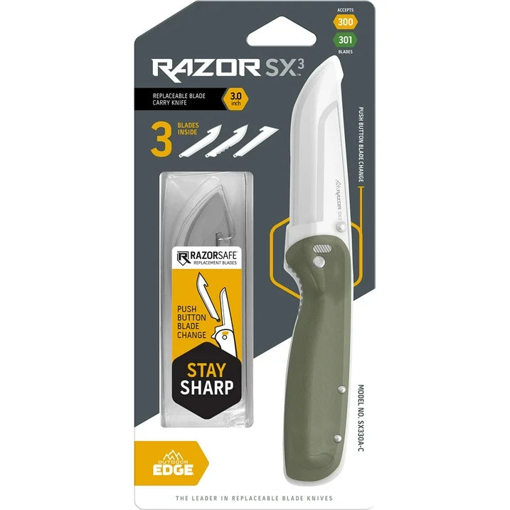 Folding knife with replaceable Razor SX3 and SX5 blades - Outdoor Edge