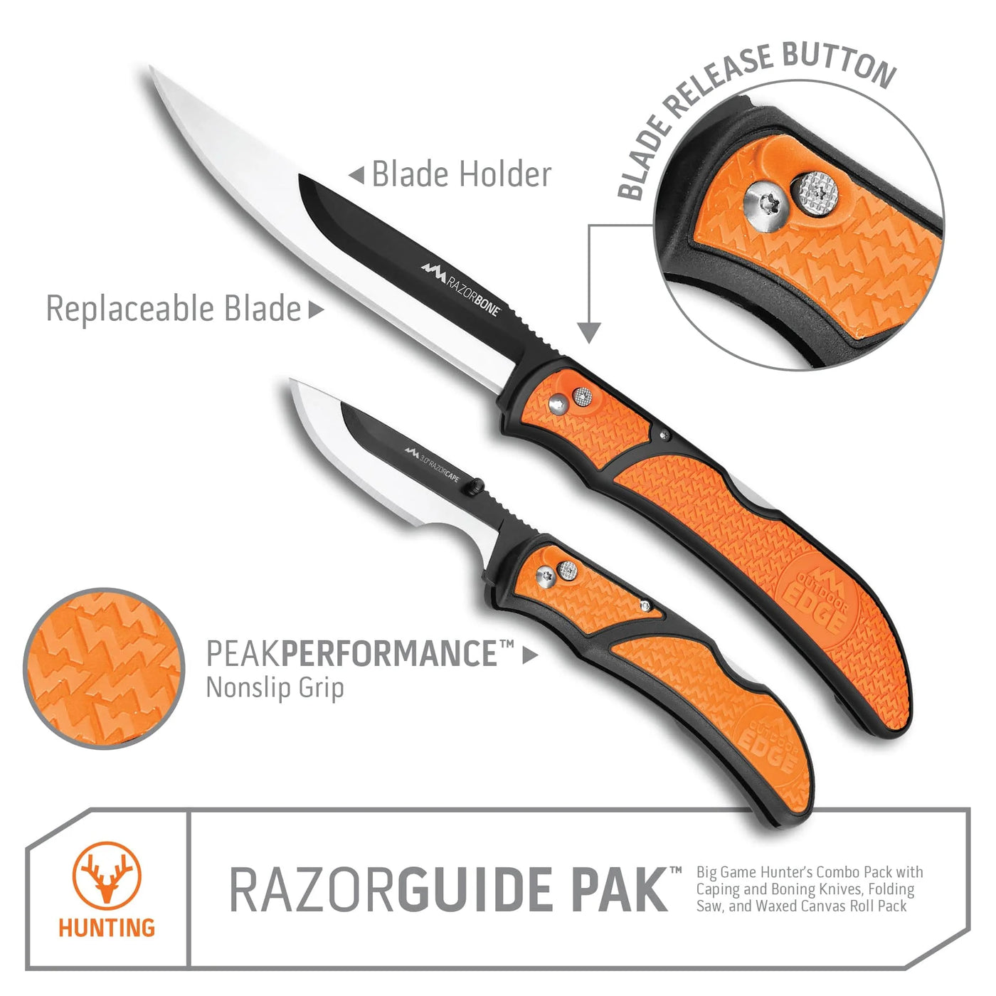 Couteau de chasse lames interchangeables "Razorguide Pak™" - Outdoor Edge