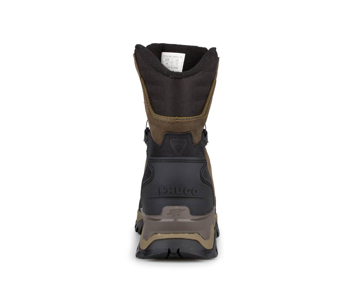 Botte de chasse homme imperméable Hugo Strong en cuir, avec Primaloft 400 g et semelle antidérapante. Parfaite pour orignal et chevreuil. Grandeurs: 7-14.