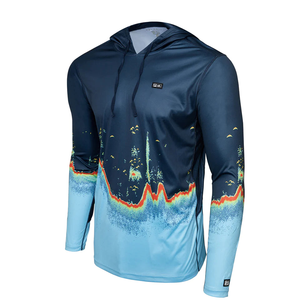 Chemise De Pêche Manches Longues Mossy Oak – Chêne Moussé, Taille M, Bleu, Capuche