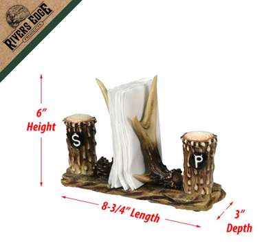 Salt and pepper shakers and napkin holder - Deer antler Hunting - River's Edge