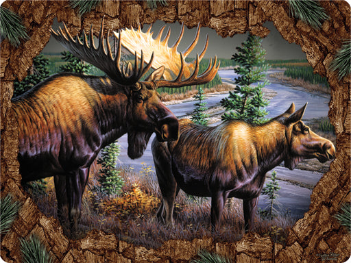 Tempered glass cutting board 16'' x 12'' moose pattern